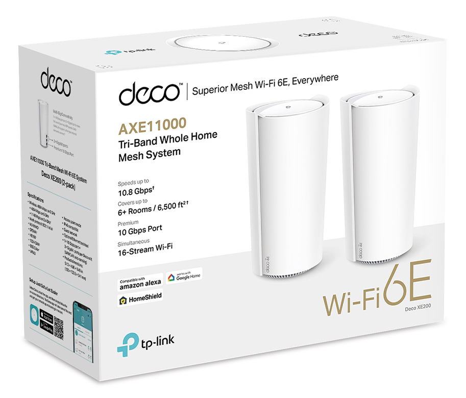TP-Link Deco XE200 AXE11000 Whole Home Mesh Wi-Fi 6E System